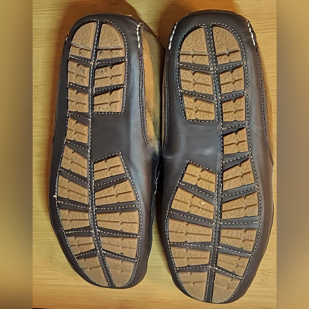 OVERLAND MEN'S DYED & TIPPED SHEEPSKIN LEATHER & FUR LINED PENNY LOAFERS SIZE 10 - Picture 14 of 16